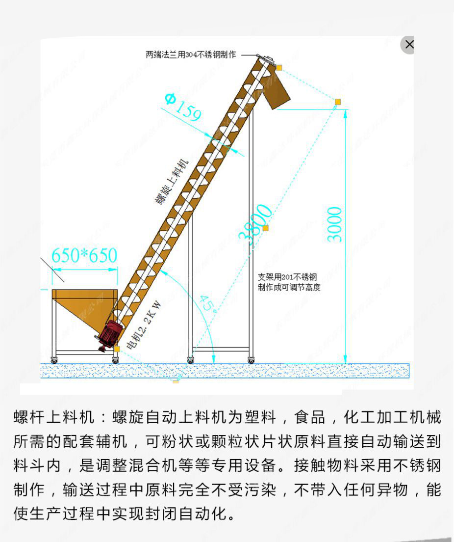 螺旋輸送給料機外形尺寸